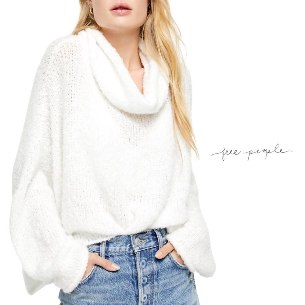 Free People BFF Cowl-Neck Sweater - White - Size XS